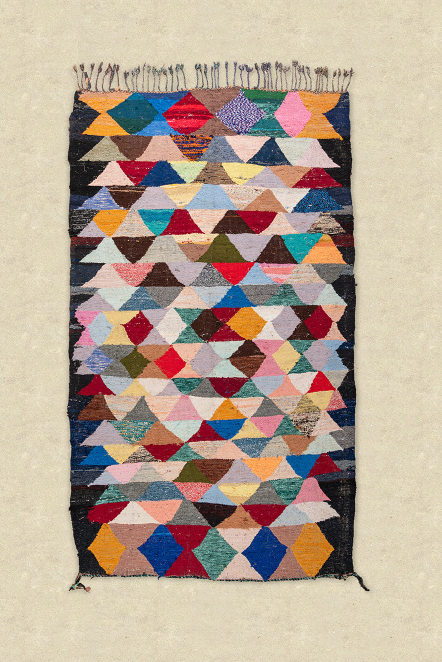 Vintage Moroccan Flat Weave Boucherouite Rug 155x270cm - (23)