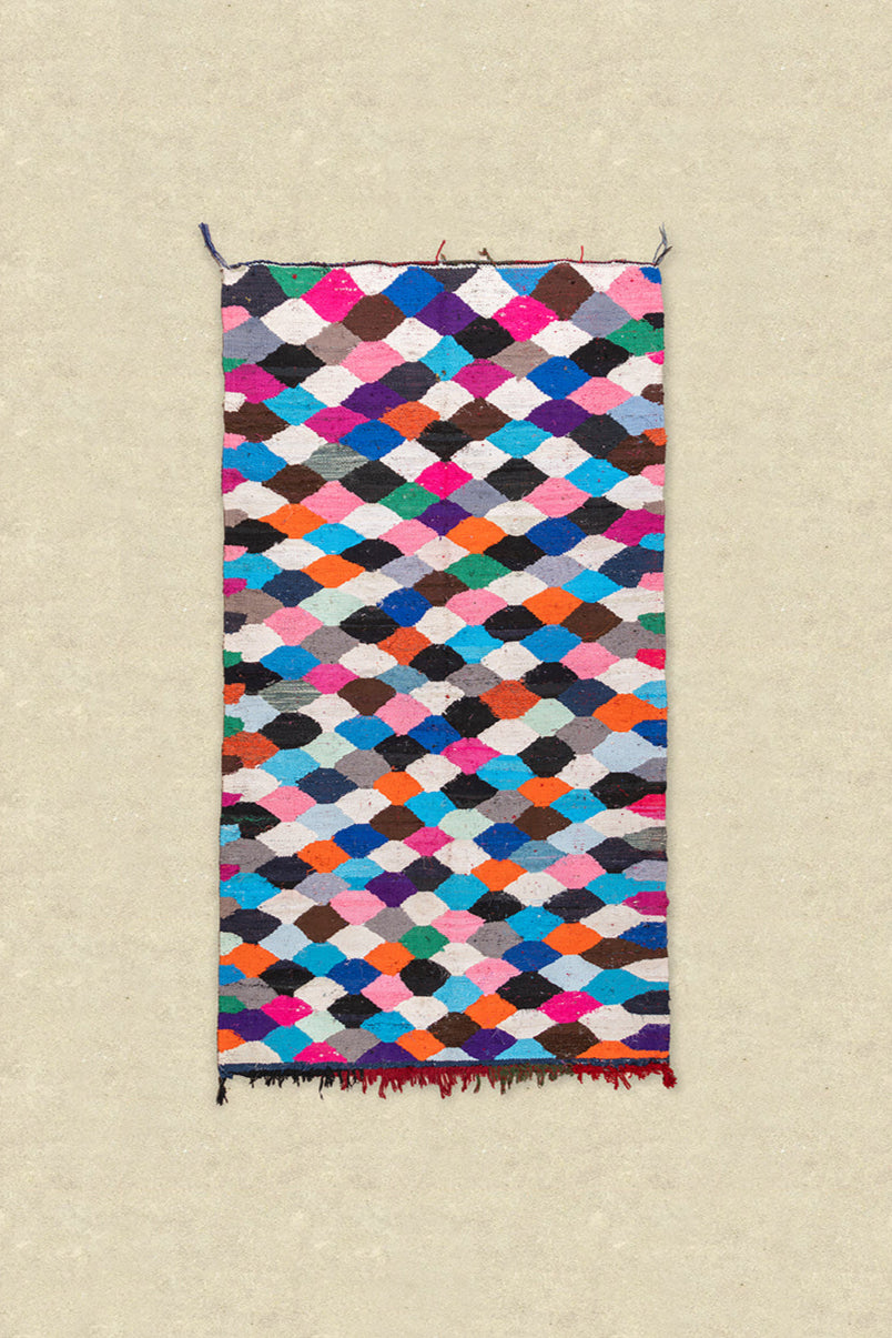 Vintage Moroccan Flat Weave Boucherouite Rug 120x215cm - (24)