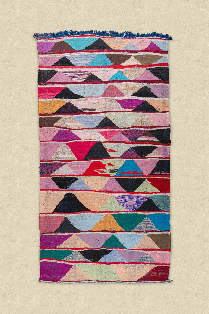 Vintage Moroccan Flat Weave Boucherouite Rug 140x270cm - (29)