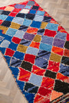 Vintage Moroccan Tufted Diamond Boucherouite Rug 115x235cm - (34)