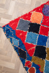 Vintage Moroccan Tufted Diamond Boucherouite Rug 115x235cm - (34)