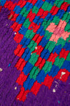 Vintage Moroccan Purple diamond Boucherouite Rug 100x225cm - (36)
