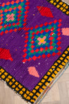 Vintage Moroccan Purple diamond Boucherouite Rug 100x225cm - (36)