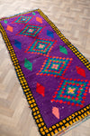 Vintage Moroccan Purple diamond Boucherouite Rug 100x225cm - (36)