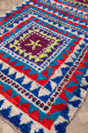 Vintage Moroccan Geometric Boucherouite Rug 145x270cm- (39)