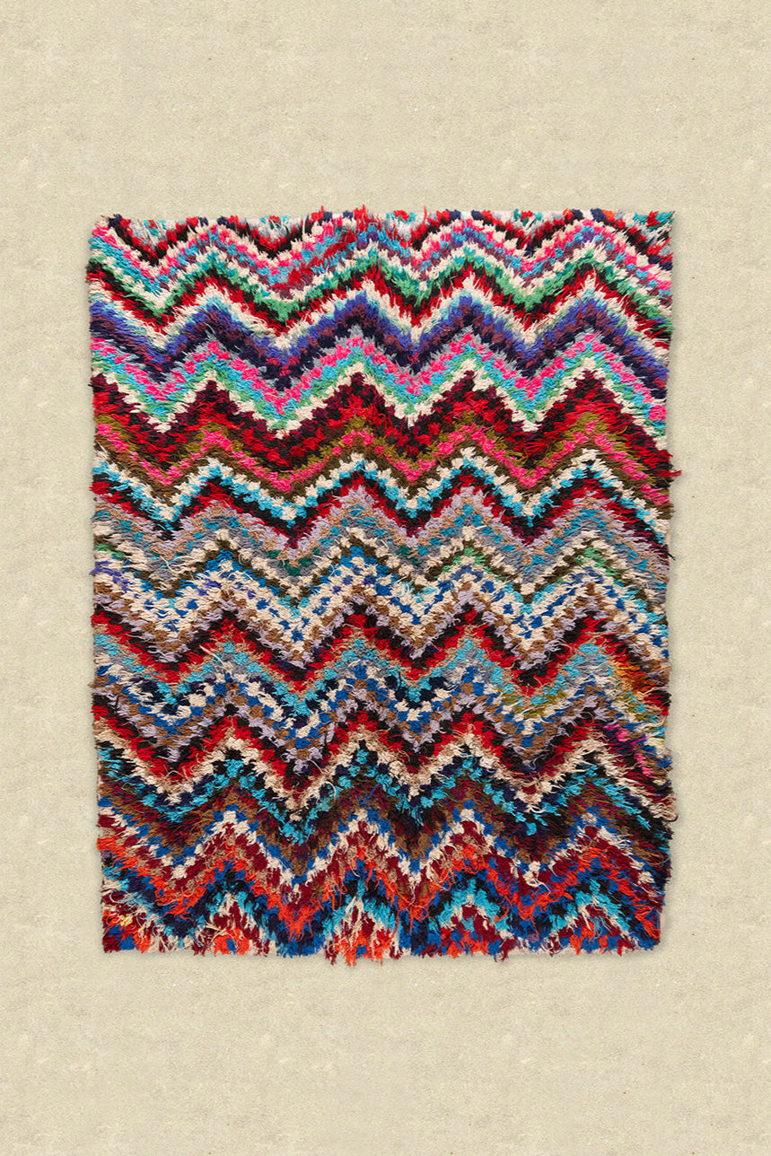 Vintage Moroccan Tufted Boucherouite Rug 150x190cm - (44)