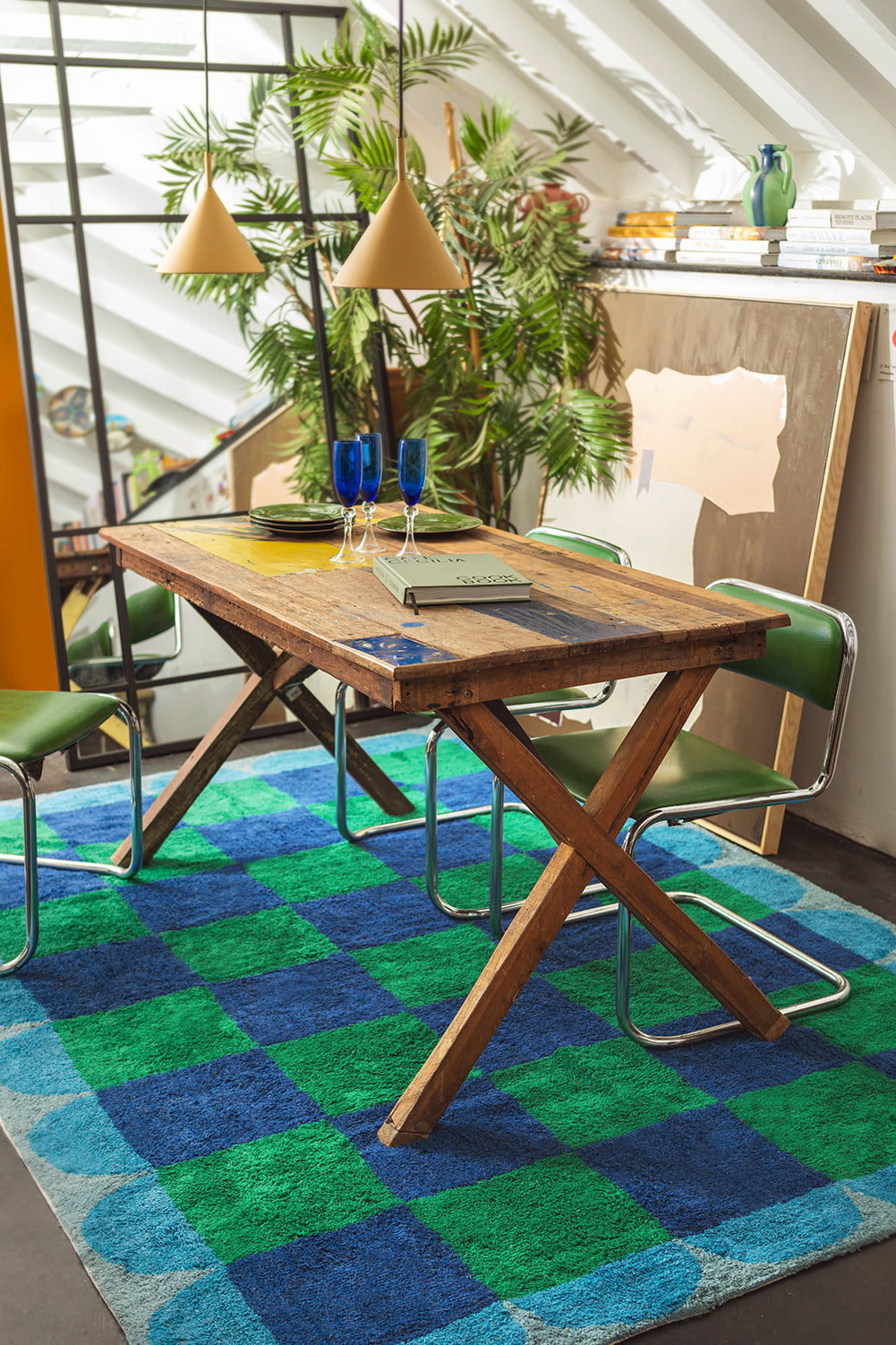 Eleanor Check & Scallop Recycled Cotton Rug