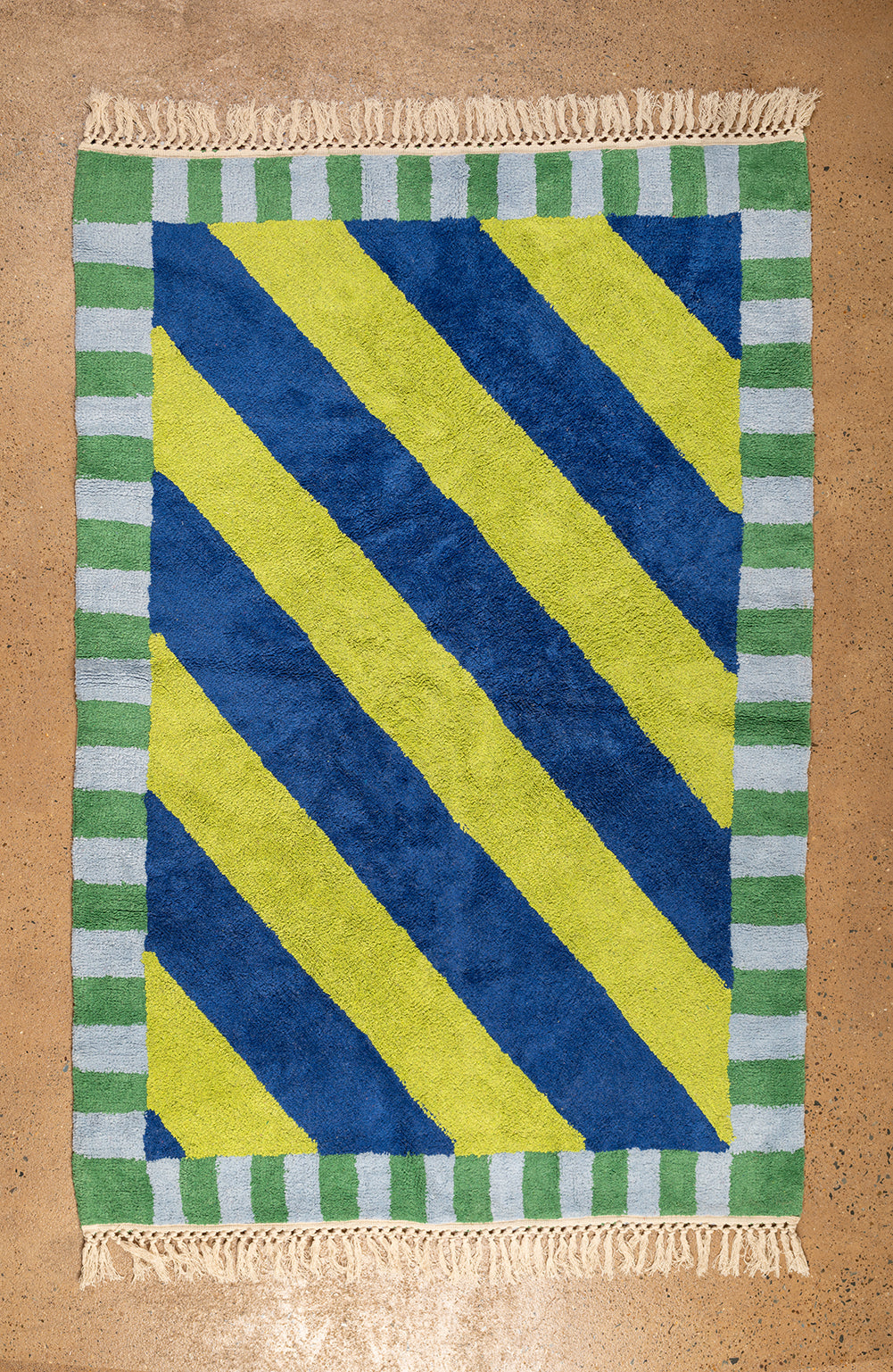 Ex Sample/Seconds Blue & Yellow Diagonal Stripe Tufted Medium Rug