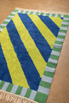 Ex Sample/Seconds Blue & Yellow Diagonal Stripe Tufted Medium Rug
