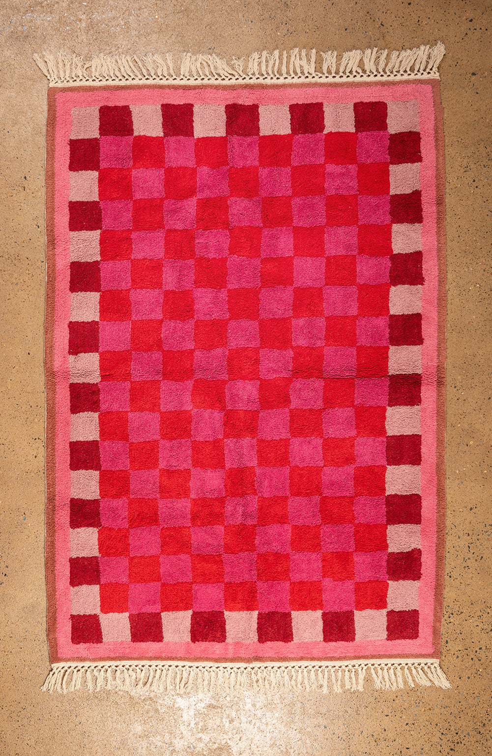 Ex Sample/Seconds Pink & Red Check Tufted Medium Rug