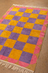 Ex Sample/Seconds Purple & Yellow Check with Arch Border Tufted Medium Rug