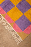 Ex Sample/Seconds Purple & Yellow Check with Arch Border Tufted Medium Rug