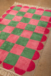 Ex Sample/Seconds Green & Pink Check with Arch Border Tufted Medium Rug