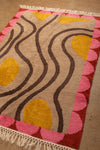 Ex Sample/Seconds Brown Tones Abstract Swirl with Arch Border Tufted Medium Rug