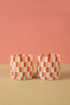 Ex Sample/Seconds Set of Two Pink & White Mosaic Glass Votives