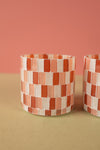 Ex Sample/Seconds Set of Two Pink & White Mosaic Glass Votives