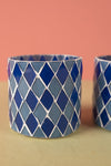 Ex Sample/Seconds Set of Two Blue Tones Mosaic Glass Votives