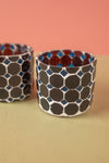 Ex Sample/Seconds Set of Two Brown & Blue Mosaic Glass Votives