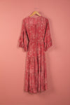Ex Sample/Seconds Red Floral Long Sleeve Recycled Silk Dress - Small