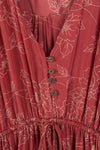 Ex Sample/Seconds Red Floral Long Sleeve Recycled Silk Dress - Small