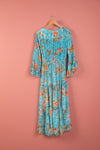 Ex Sample/Seconds Light Blue Floral Long Sleeve Recycled Silk Dress - Medium