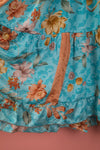 Ex Sample/Seconds Light Blue Floral Long Sleeve Recycled Silk Dress - Medium