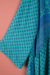 Ex Sample/Seconds Turquoise & Blue Long Sleeve Silk Shirt Dress - Extra Large