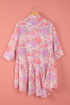 Ex Sample/Seconds Pink & White Long Sleeve Recycled Silk Shirt Dress - Small