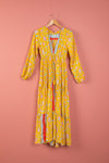 Ex Sample/Seconds Yellow Long Sleeve Silk Dress - Small