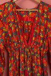 Ex Sample/Seconds Red Floral Long Sleeve Silk Dress - Extra Large