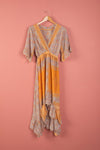 Ex Sample/Seconds Lilac & Orange Short Sleeve Silk Dress - Small