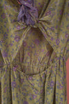 Ex Sample/Seconds Sage & Purple Mid Sleeve Silk Long Dress - Medium