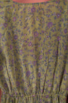Ex Sample/Seconds Sage & Purple Mid Sleeve Silk Long Dress - Medium