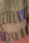Ex Sample/Seconds Sage & Purple Mid Sleeve Silk Long Dress - Medium
