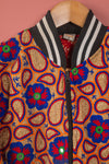 Ex Sample/Seconds Gold & Blue Embroidered Jacket 100% Cotton - Small/Medium