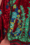 Ex Sample/Seconds Red Velvet Embroidered Jacket 100% Cotton - Small/Medium