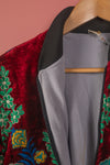 Ex Sample/Seconds Red Velvet Embroidered Jacket 100% Cotton - Small/Medium