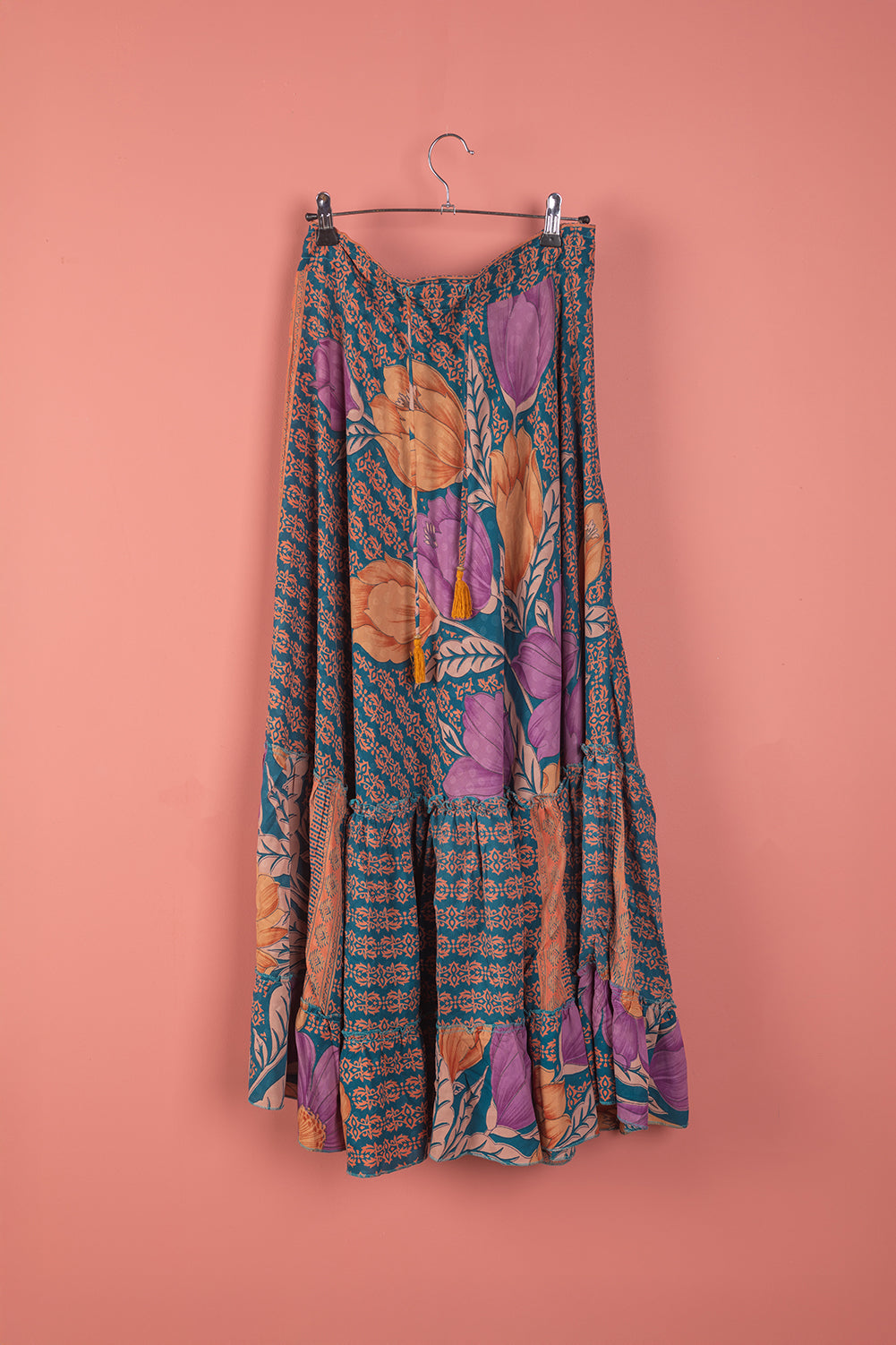 Ex Sample/Seconds Blue Recycled Silk Long Skirt - Small