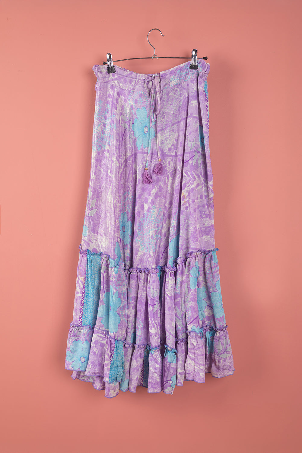 Ex Sample/Seconds Purple Recycled Silk Long Skirt - Large