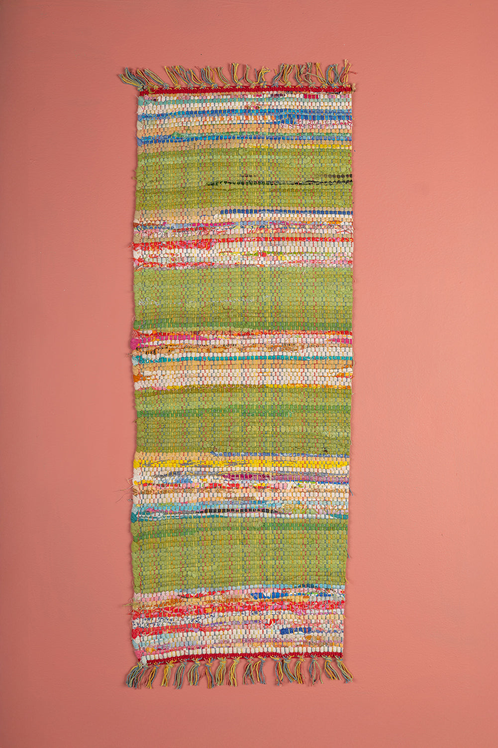 Seconds Green & Rainbow Chindi Table Runner