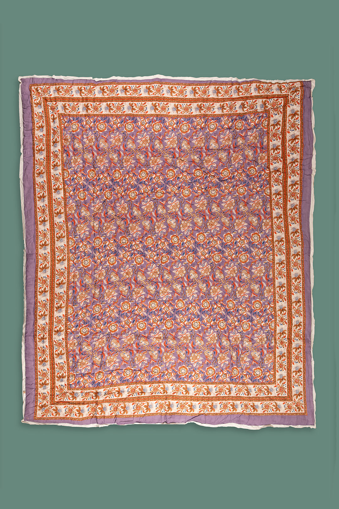Ex Sample/Seconds Apricot & Lavender Floral Quilt - 02