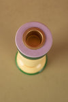 Ex Sample/Seconds Cream & Green Hand Painted Wooden Candle Holder