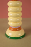 Ex Sample/Seconds Cream & Green Hand Painted Wooden Candle Holder