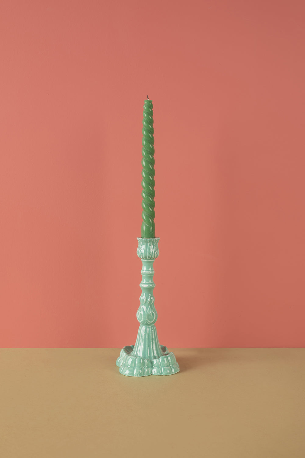 Ex Sample/Seconds Moulded Metal Ceramic Candleholder Azure