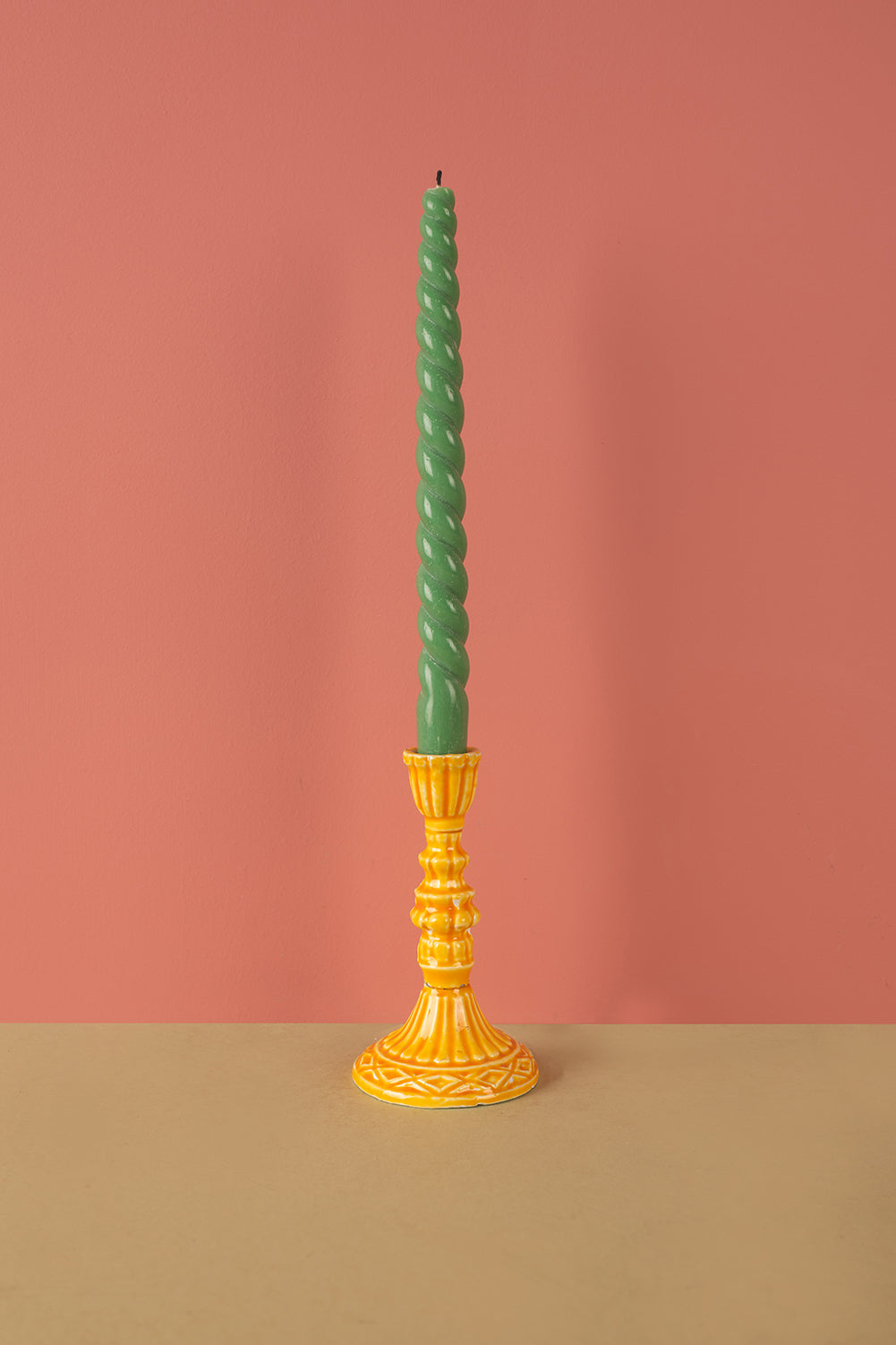 Ex Sample/Seconds Moulded Metal Ceramic Candleholder Yellow