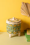 Ex Sample/Seconds Papier Mache Jar with Lid - Green & Yellow