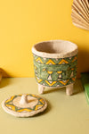 Ex Sample/Seconds Papier Mache Jar with Lid - Green & Yellow