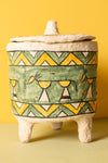 Ex Sample/Seconds Papier Mache Jar with Lid - Green & Yellow