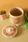 Ex Sample/Seconds Papier Mache Jar with Lid - Green & Orange