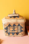 Ex Sample/Seconds Papier Mache Square Jar with Lid - Blue & Orange